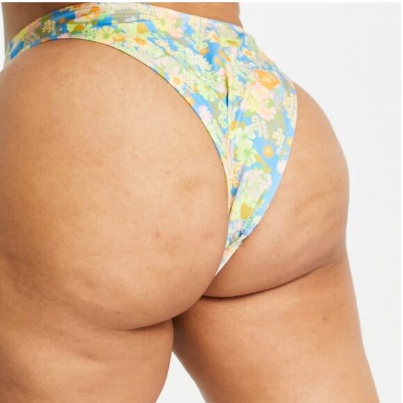 New COLLUSION (ASOS) High Thigh Bikini Bottom Floral Print Women’s SIZE 20 - Picture 2 of 9